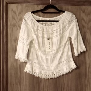 NWT Women's MUR MUR Pheasant Style Semi Sheer Top